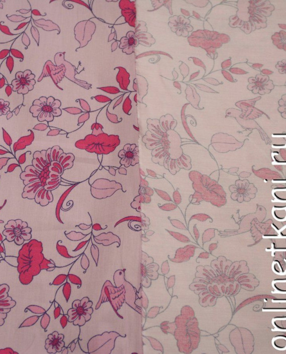 Ткань Хлопок Поплин 1080 цвет розовый цветочный картинка 2