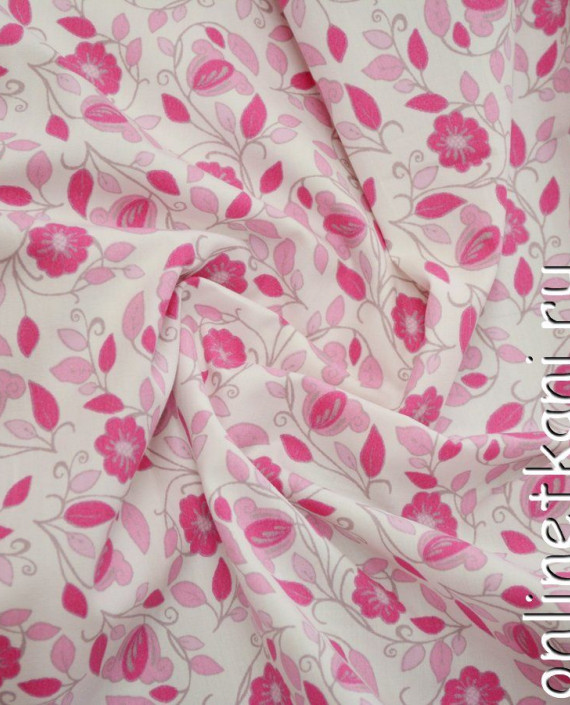 Ткань Хлопок Поплин 1082 цвет розовый цветочный картинка