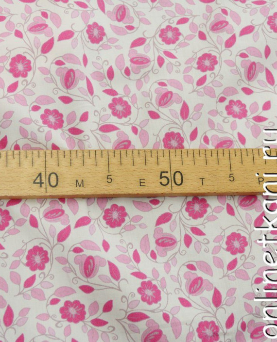 Ткань Хлопок Поплин 1082 цвет розовый цветочный картинка 1