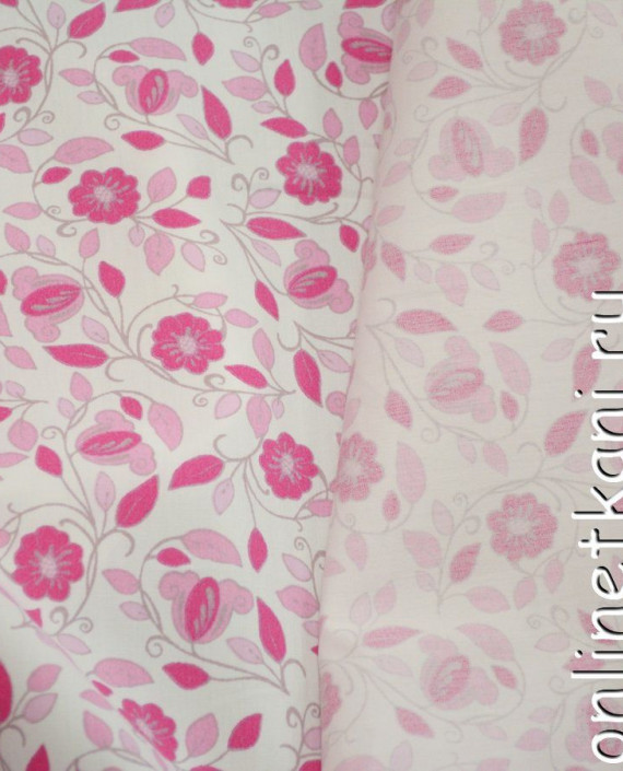 Ткань Хлопок Поплин 1082 цвет розовый цветочный картинка 2