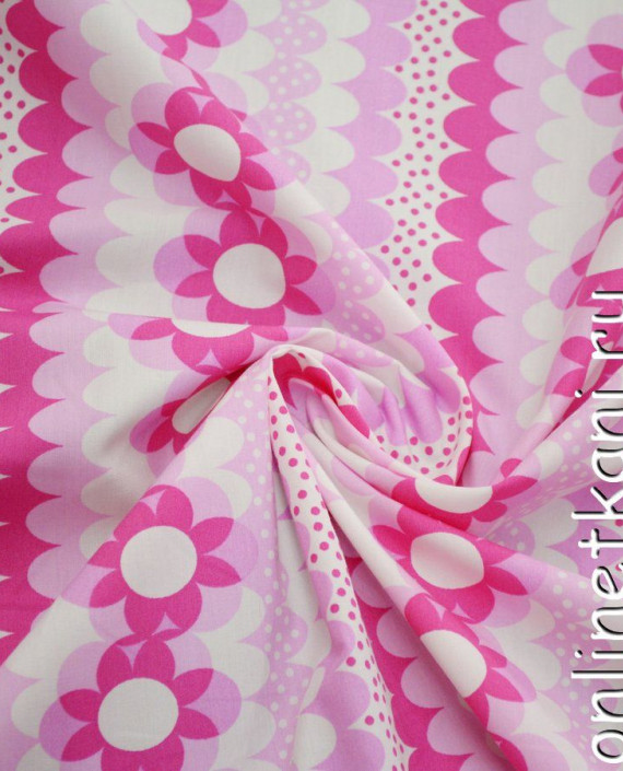 Ткань Хлопок Поплин 1085 цвет розовый цветочный картинка