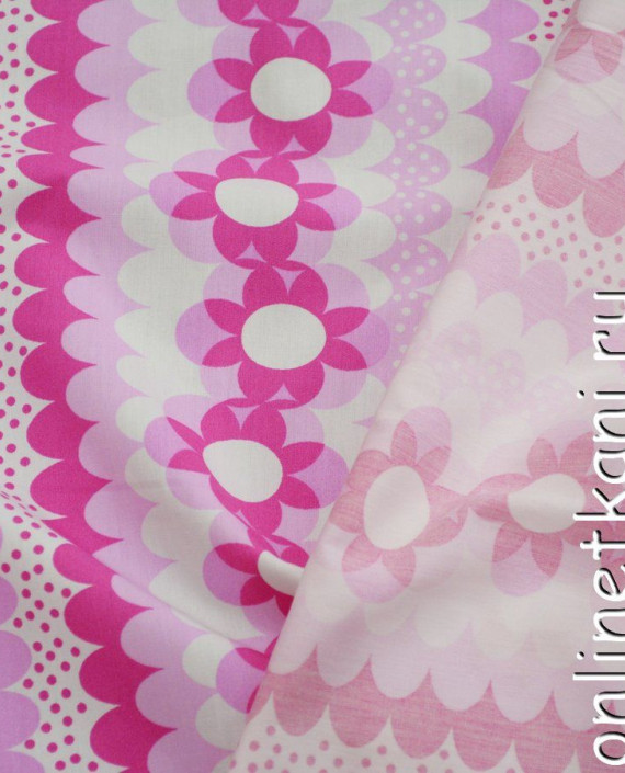 Ткань Хлопок Поплин 1085 цвет розовый цветочный картинка 2