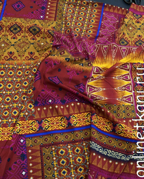 Ткань Хлопок Принтованный "Этника" 1087 цвет разноцветный абстрактный картинка