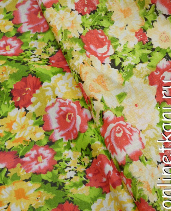 Ткань Хлопок Принтованный 1098 цвет разноцветный цветочный картинка 2