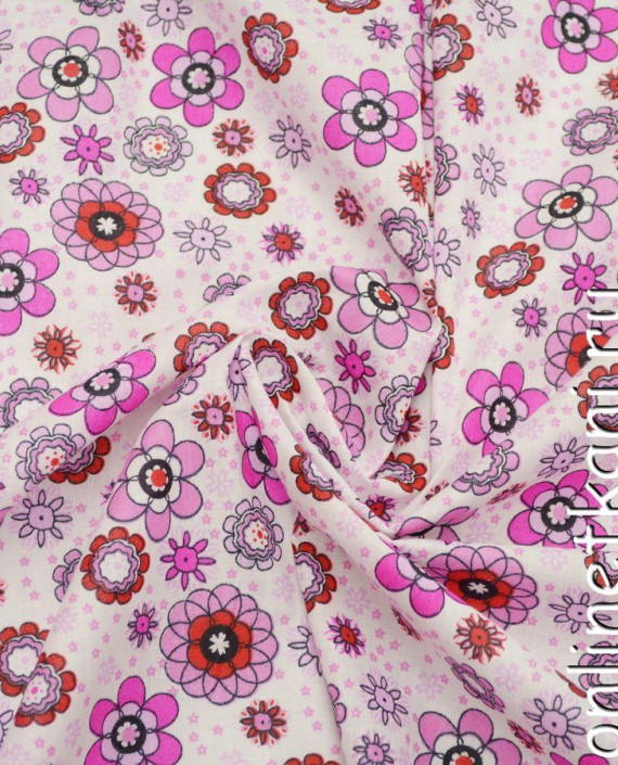 Ткань Хлопок Принтованный 1106 цвет розовый цветочный картинка