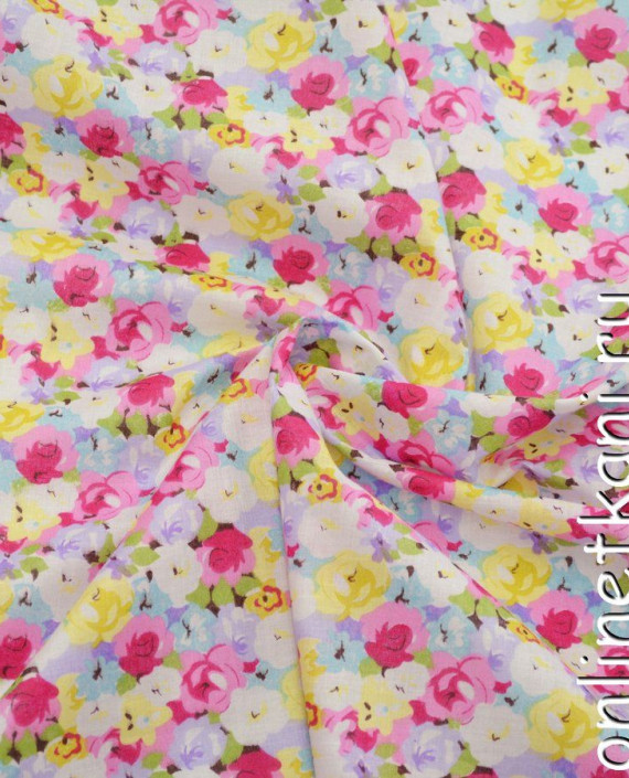 Ткань Хлопок Принтованный 1107 цвет разноцветный цветочный картинка