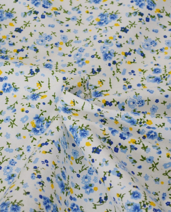 Ткань Хлопок Принтованный 1341 цвет белый цветочный картинка