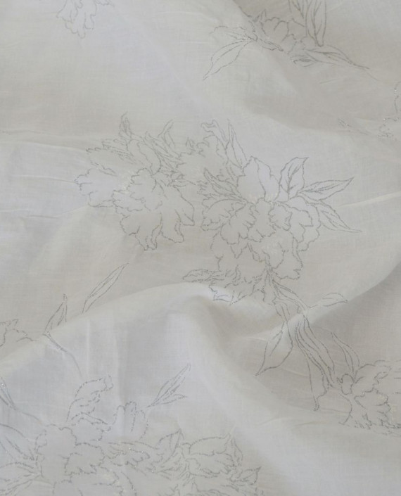 Ткань Хлопок Принтованный 1342 цвет белый цветочный картинка