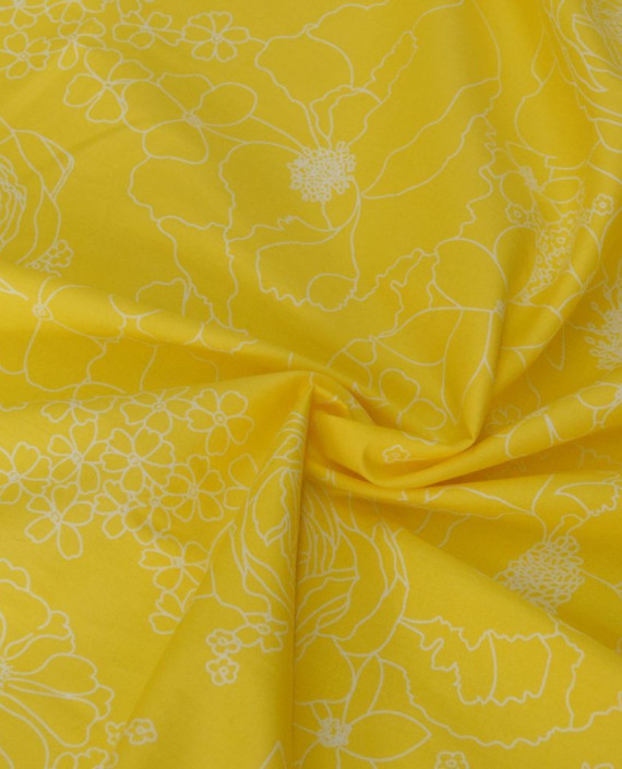 Ткань Хлопок Принтованный 1343 цвет желтый цветочный картинка