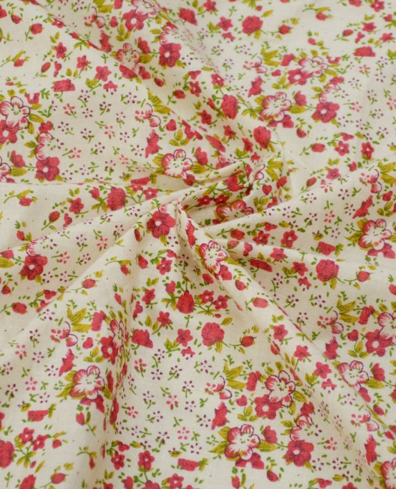 Ткань Хлопок Принтованный 1352 цвет айвори цветочный картинка