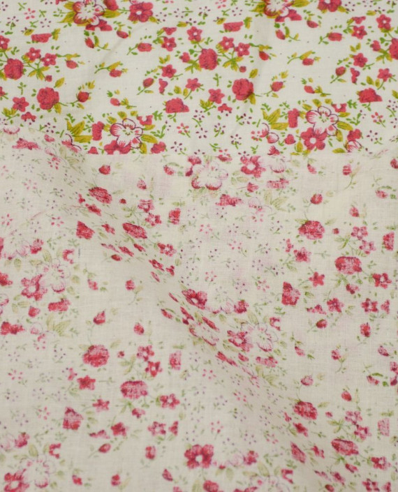 Ткань Хлопок Принтованный 1352 цвет айвори цветочный картинка 2