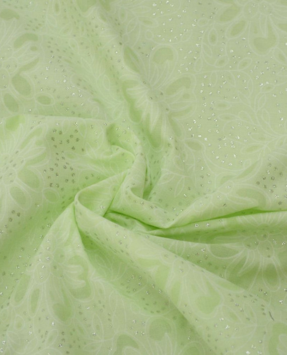 Ткань Хлопок Принтованный 1354 цвет зеленый цветочный картинка