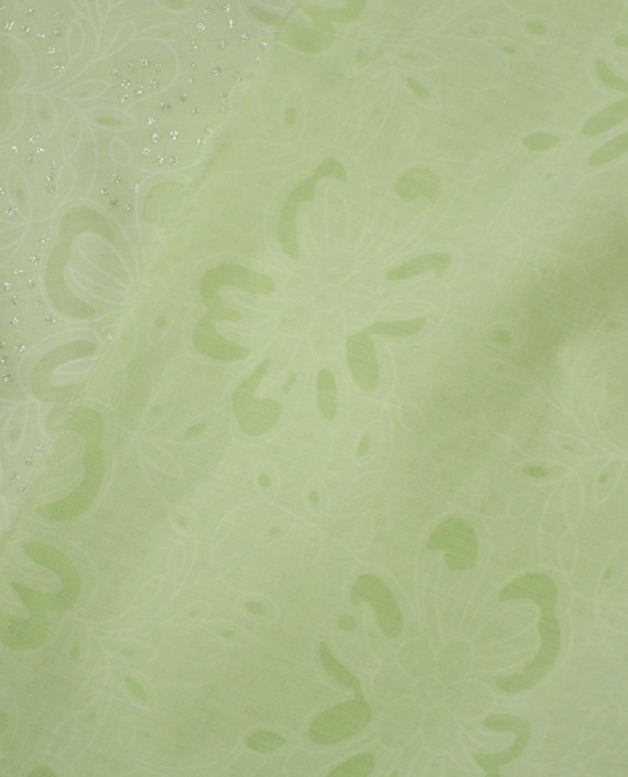 Ткань Хлопок Принтованный 1354 цвет зеленый цветочный картинка 1