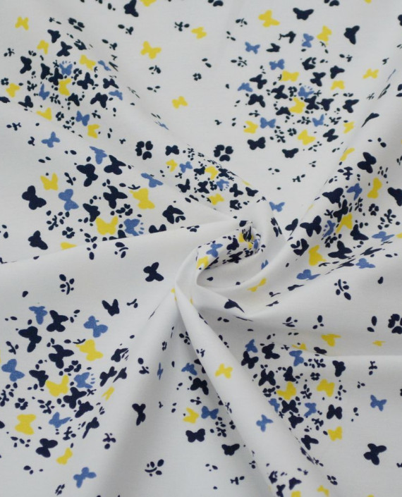 Ткань Хлопок Принтованный 1356 цвет белый цветочный картинка