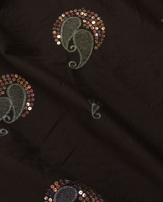 Ткань Хлопок с пайетками 1357 цвет коричневый абстрактный картинка