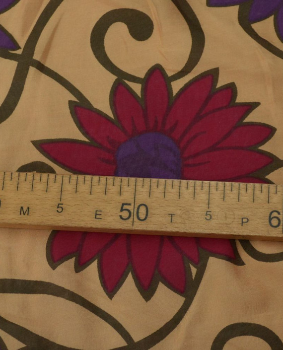 Ткань Хлопок Принтованный 1365 цвет бежевый цветочный картинка 2