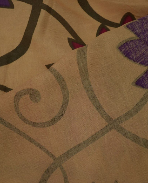 Ткань Хлопок Принтованный 1365 цвет бежевый цветочный картинка 1