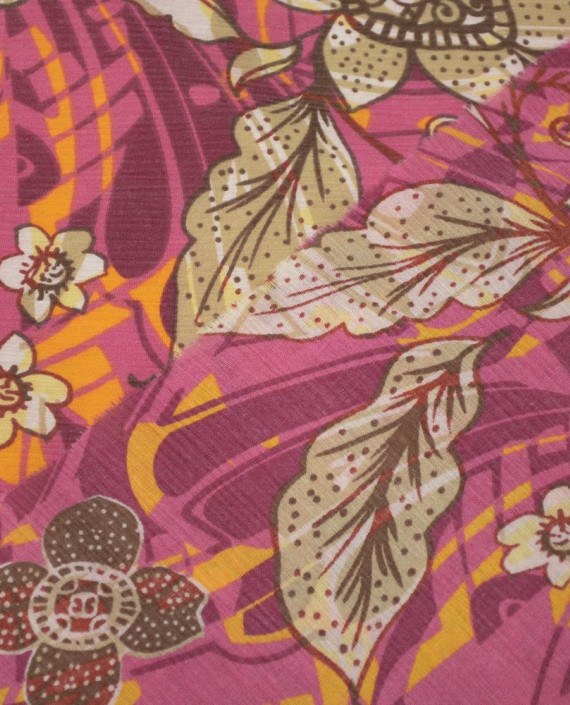 Ткань Хлопок Принтованный 1366 цвет бордовый цветочный картинка 1