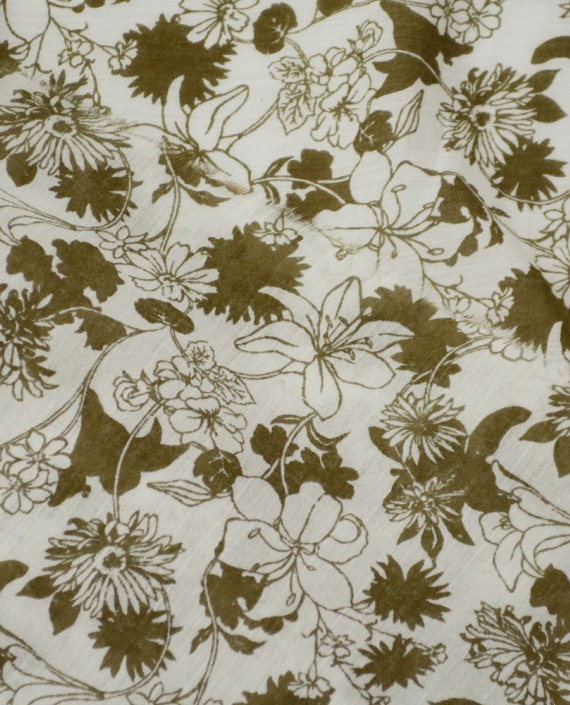 Ткань Хлопок Принтованный 1368 цвет айвори цветочный картинка 2
