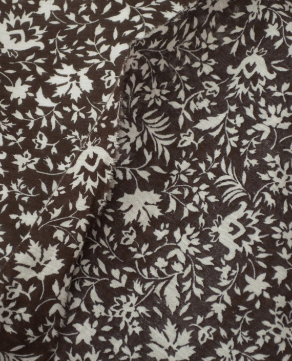 Ткань Хлопок Принтованный 1370 цвет коричневый цветочный картинка 2