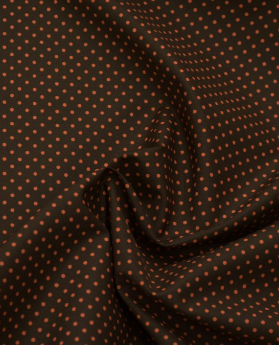 Ткань Хлопок Рубашечный 1453 цвет коричневый в горошек картинка