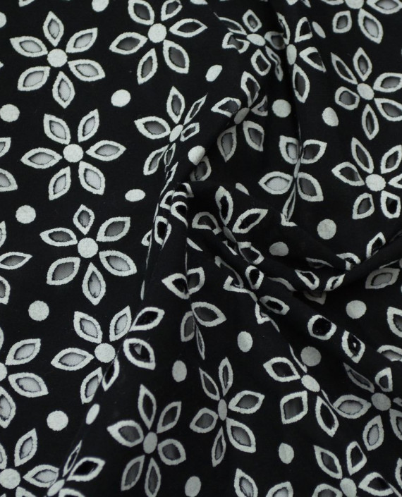 Ткань Хлопок Рубашечный 1474 цвет черный цветочный картинка