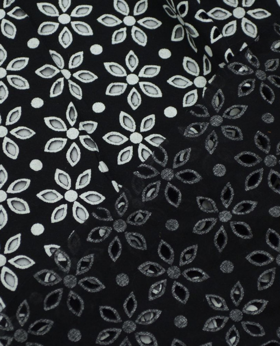 Ткань Хлопок Рубашечный 1474 цвет черный цветочный картинка 1