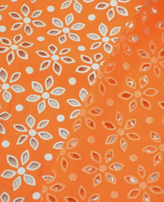 Ткань Хлопок Рубашечный 1475 цвет оранжевый цветочный картинка 1