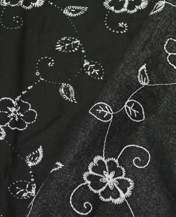 Ткань Хлопок Рубашечный 1491 цвет черный цветочный картинка 2