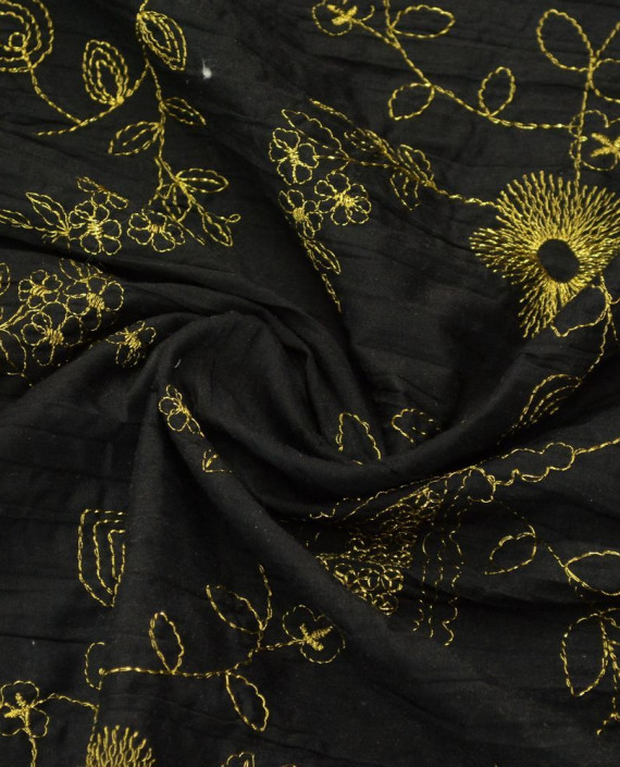 Ткань Хлопок Рубашечный 1496 цвет черный цветочный картинка