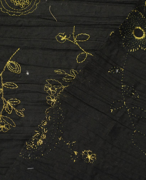 Ткань Хлопок Рубашечный 1496 цвет черный цветочный картинка 2