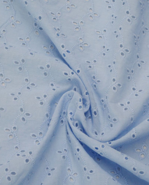 Ткань Хлопок Рубашечный 1506 цвет голубой цветочный картинка