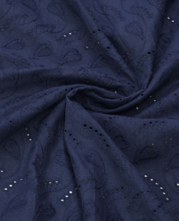 Ткань Хлопок Рубашечный 1508 цвет синий цветочный картинка
