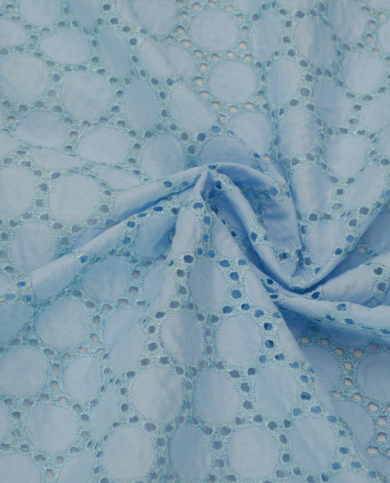 Ткань Хлопок Рубашечный 1509 цвет голубой геометрический картинка