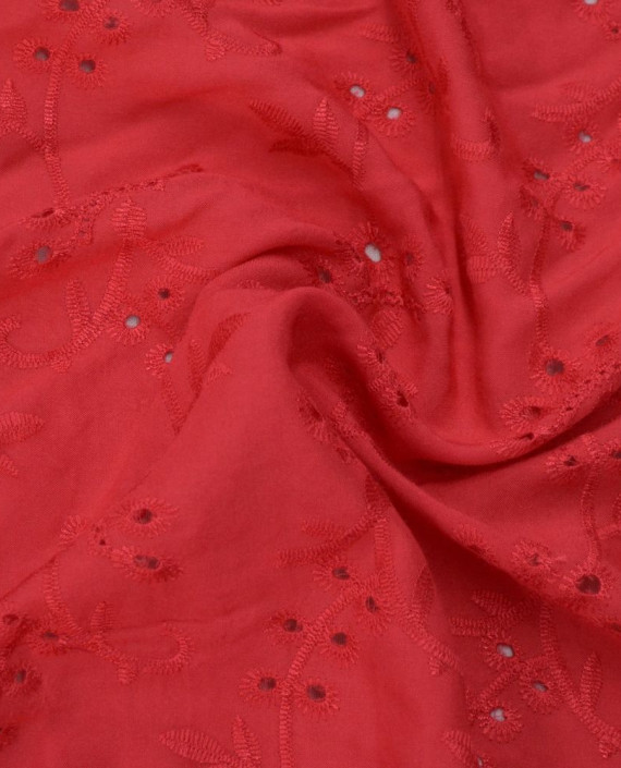 Ткань Хлопок Рубашечный 1510 цвет красный цветочный картинка