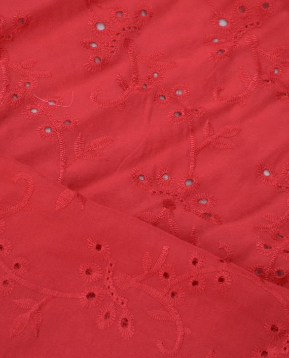 Ткань Хлопок Рубашечный 1510 цвет красный цветочный картинка 2
