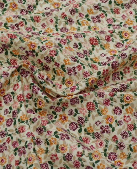 Ткань Хлопок Рубашечный 1525 цвет айвори цветочный картинка