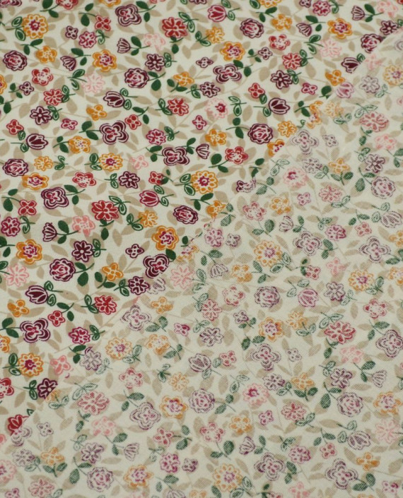 Ткань Хлопок Рубашечный 1525 цвет айвори цветочный картинка 1