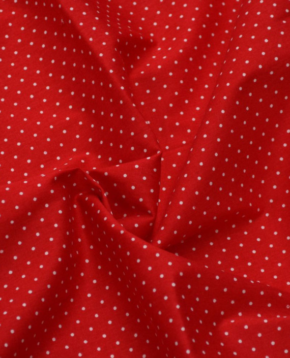 Ткань Хлопок Рубашечный 1530 цвет красный в горошек картинка