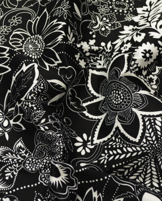 Ткань Хлопок Рубашечный 1539 цвет черный цветочный картинка