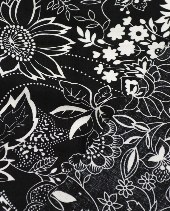 Ткань Хлопок Рубашечный 1539 цвет черный цветочный картинка 1