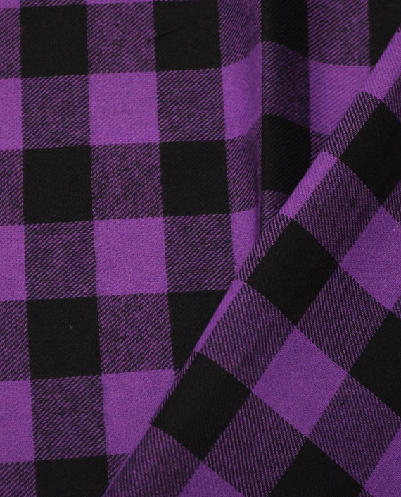 Ткань Хлопок Рубашечный 1557 цвет фиолетовый в клетку картинка 2