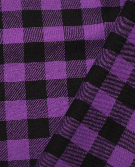Ткань Хлопок Рубашечный 1558 цвет фиолетовый в клетку картинка 1