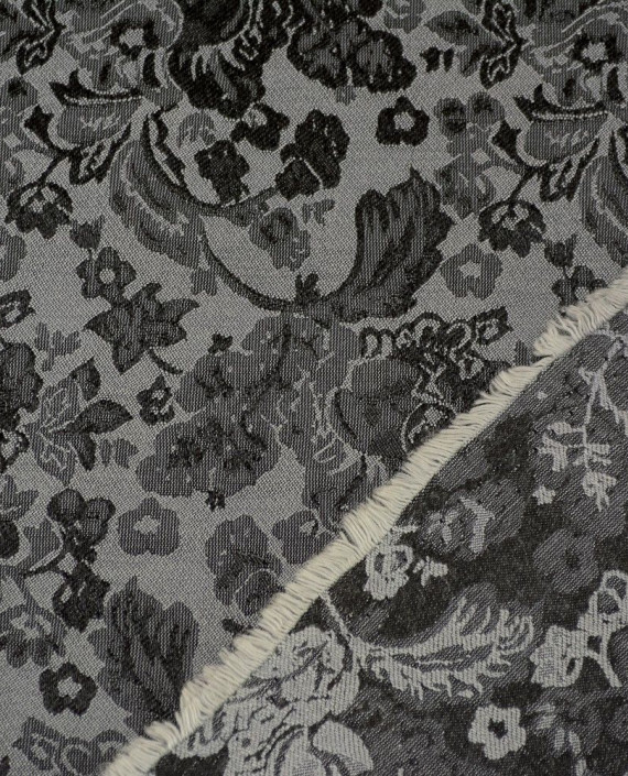 Ткань Хлопок Костюмный 1577 цвет серый цветочный картинка 2