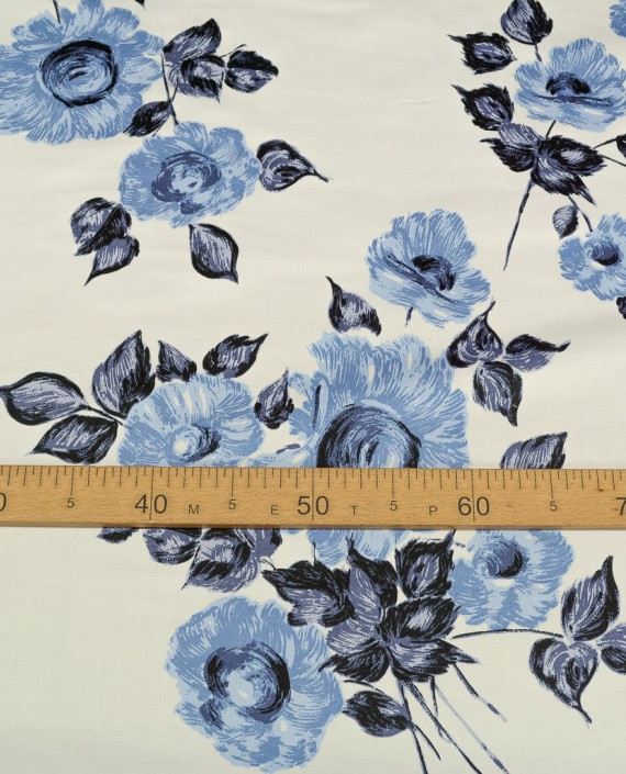 Ткань Хлопок Костюмный 1586 цвет айвори цветочный картинка 2