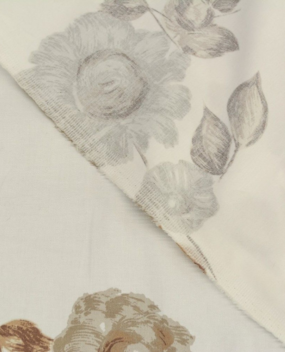 Ткань Хлопок Костюмный 1588 цвет айвори цветочный картинка 2