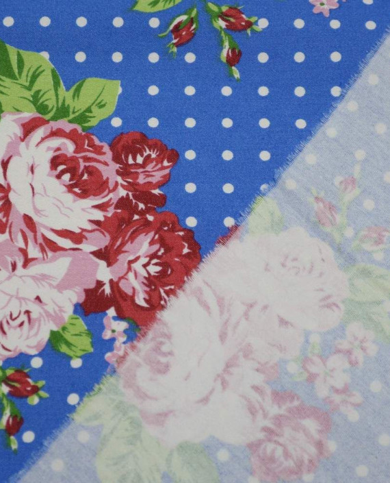 Ткань Хлопок Рубашечно-костюмный 1612 цвет голубой цветочный картинка 2