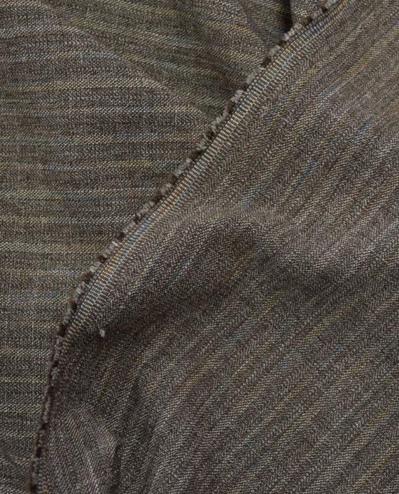 Ткань Хлопок Костюмный 1674 цвет коричневый в полоску картинка 2