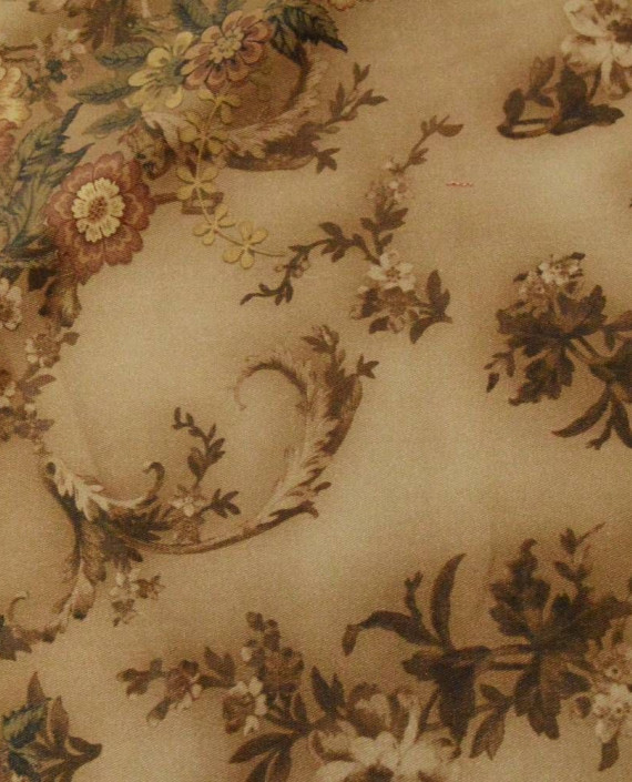 Ткань Хлопок Костюмный 1773 цвет бежевый цветочный картинка