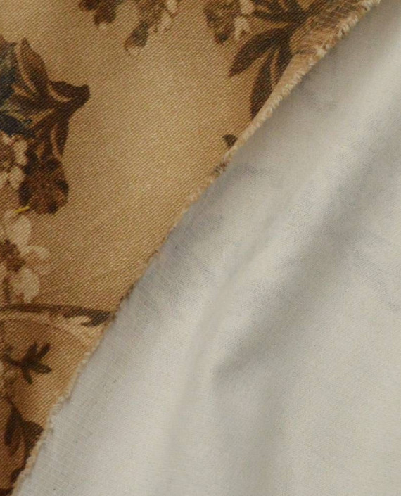 Ткань Хлопок Костюмный 1773 цвет бежевый цветочный картинка 1